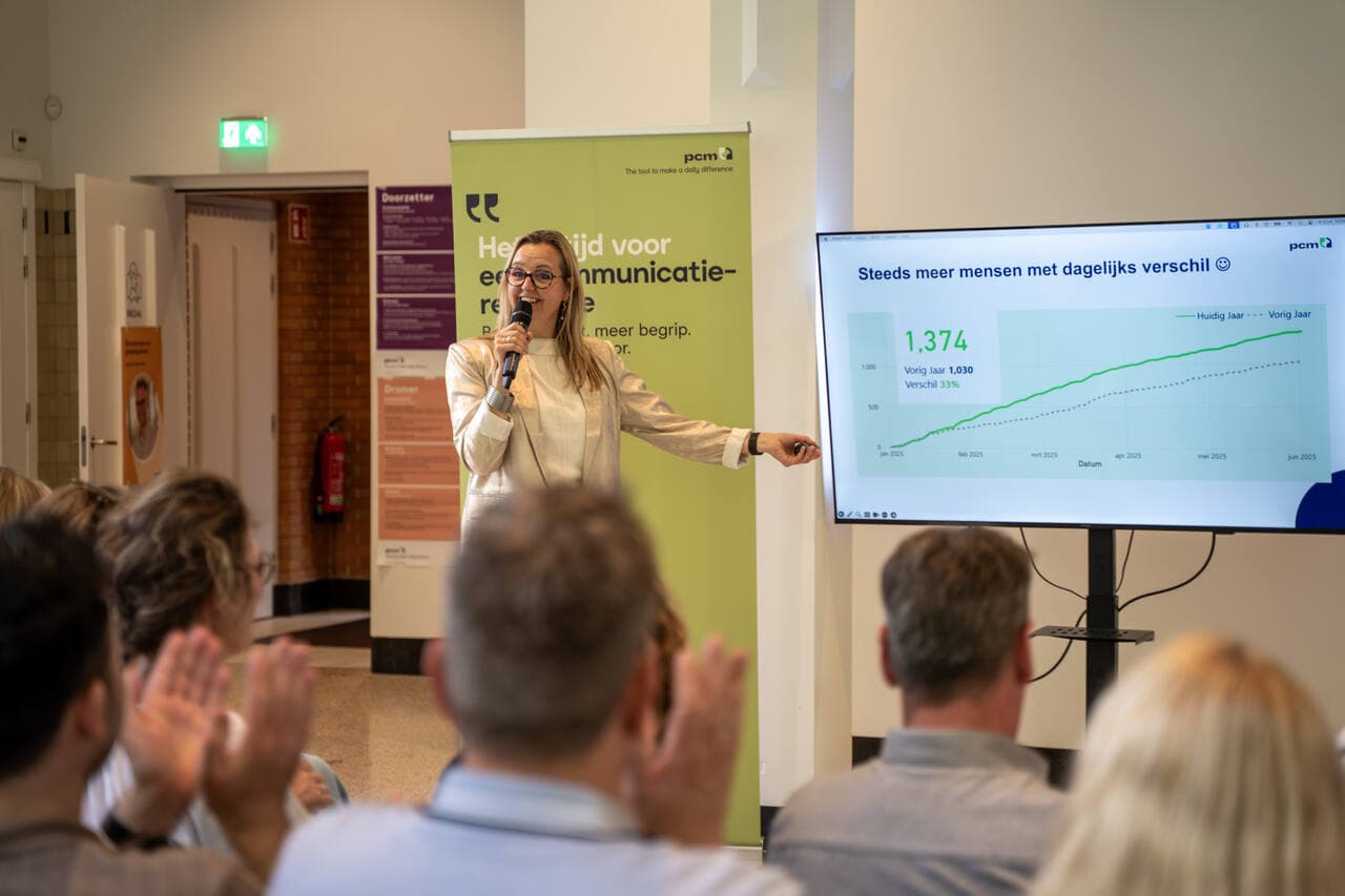 Presentatie van resultaten tijdens een bedrijfsevent